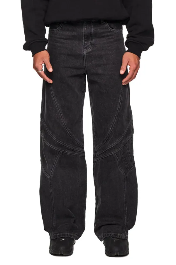 OLAKALA Alien Intel Black Denim Pants Discount