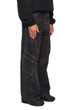 OLAKALA Alien Intel Black Denim Pants Discount