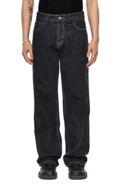 OLAKALA Cc Black Monogram Denim Pants New