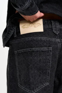 OLAKALA Cc Black Monogram Denim Pants New