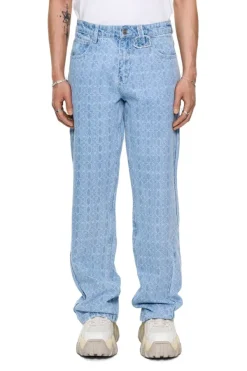 OLAKALA Cc Blue Monogram Denim Pants Flash Sale
