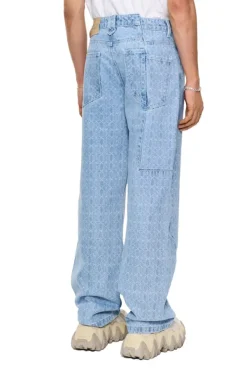 OLAKALA Cc Blue Monogram Denim Pants Flash Sale
