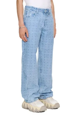 OLAKALA Cc Blue Monogram Denim Pants Flash Sale