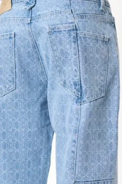 OLAKALA Cc Blue Monogram Denim Pants Flash Sale