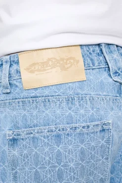 OLAKALA Cc Blue Monogram Denim Pants Flash Sale