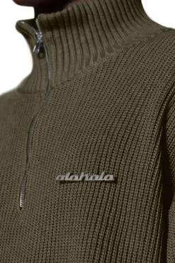 OLAKALA Cc Knit Halfzip Khaki Best Sale
