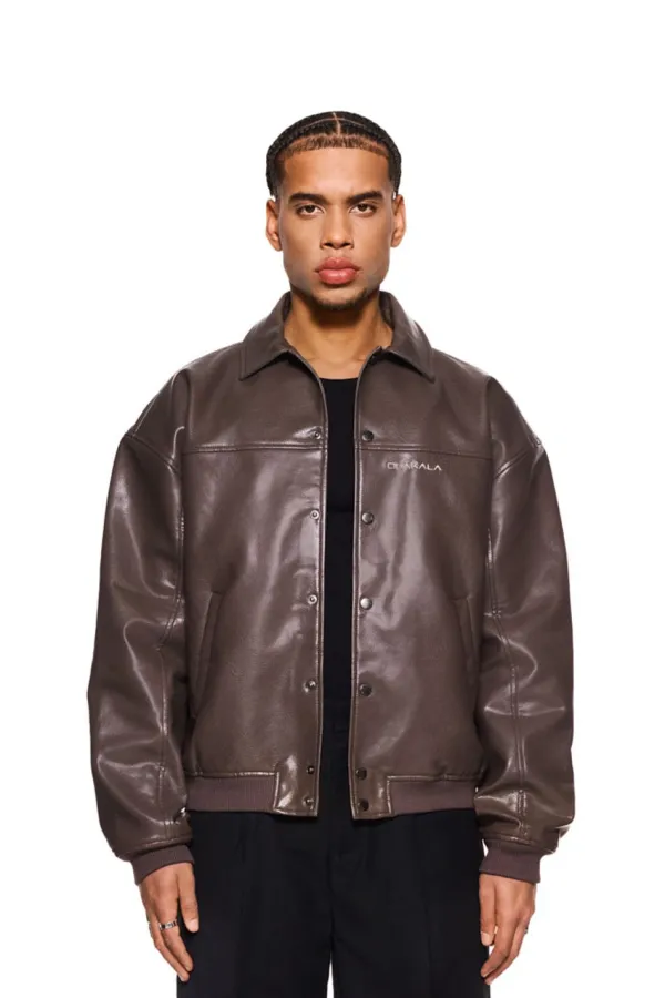 OLAKALA Cc Leather Jacket Brown Clearance