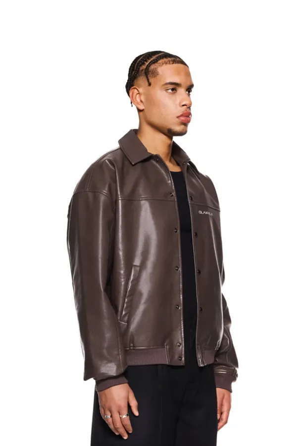 OLAKALA Cc Leather Jacket Brown Clearance