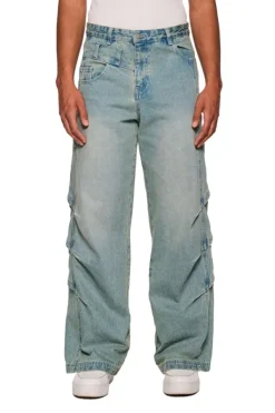 OLAKALA Gills Washed Denim Pants Blue Outlet