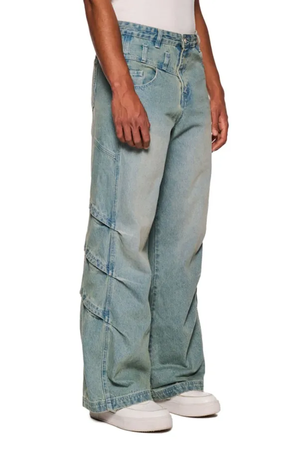 OLAKALA Gills Washed Denim Pants Blue Outlet