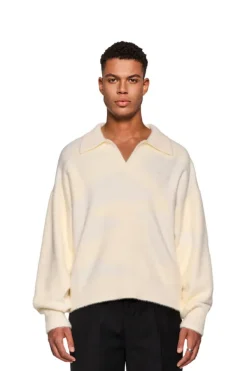 OLAKALA Glitched Fuzzy Polo Cream Online