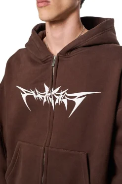OLAKALA Isolation Zip Hoodie Brown Discount