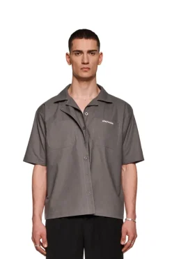 OLAKALA Layered Short Sleeve Shirt Gray Outlet