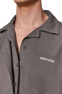 OLAKALA Layered Short Sleeve Shirt Gray Outlet