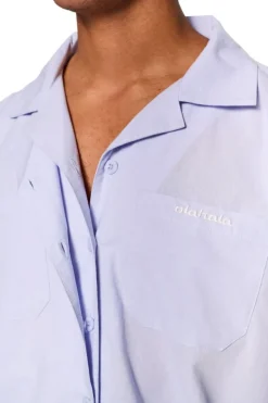 OLAKALA Layered Short Sleeve Shirt Blue Shop
